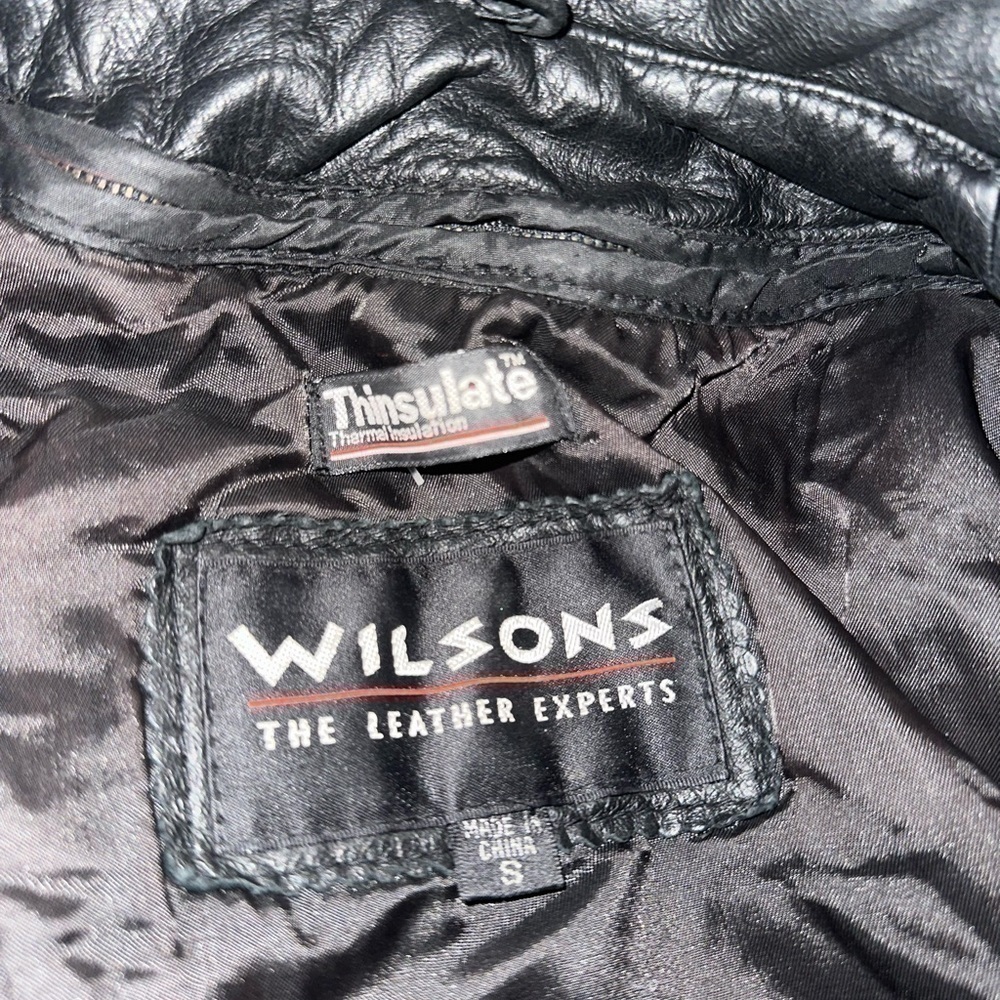 Men’s Pre Own As Is SizeS Small Button Wilson’s Express Black Leather Jacket - Picture 3 of 6